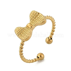 Bowknot 304 Stainless Steel Open Cuff Rings for Women&nbsp;LS-RJEW-G338-08G