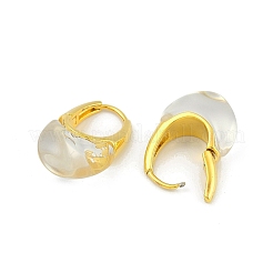 Brass with Transparent Resin Hoop Earrings&nbsp;EJEW-Q391-32G