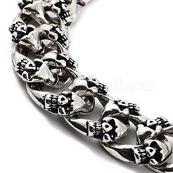 Retro Alloy Skull Curb Chains Bracelets for Women Men&nbsp;BJEW-L684-002AS