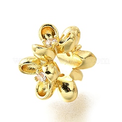 Brass Micro Pave Clear Cubic Zirconia European Beads&nbsp;KK-V008-15G
