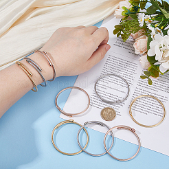 24Pcs 3 Colors 304 Stainless Steel Twisted Rope Shape Bangles for Women&nbsp;BJEW-HS0001-03
