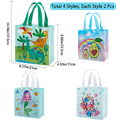 8Pcs 4 Styles Non-Woven Fabric Reusable Folding Gift Bags with Handle&nbsp;ABAG-GF0001-19C