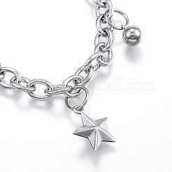 Tarnish Resistant 304 Stainless Steel Charm Bracelets&nbsp;LS-BJEW-G544-28P