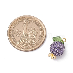 Pave Disco Ball Beads with Transparent Acrylic Charms and 304 Stainless Steel Bead Caps and Brass Ball Head pins Pendants&nbsp;PALLOY-TA00243