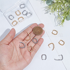 16Pcs 2 Colors Half Spiral Rectangle Brass Hoop Earrings for Women&nbsp;EJEW-UN0003-26