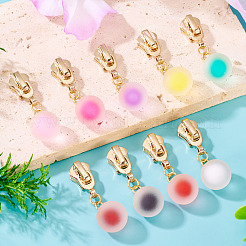 9Pcs 9 Colors Round Alloy & Resin Zipper Sliders&nbsp;HJEW-TAC0077
