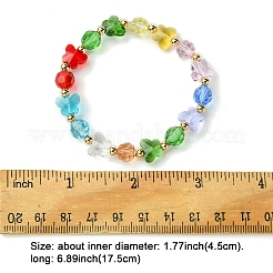 Butterfly & Faceted Round Glass & Brass Beaded Stretch Bracelets for Women&nbsp;BJEW-FS00005