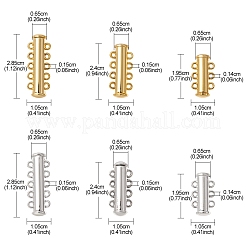 6Pcs 6 Styles Multi-Strand Brass Magnetic Slide Lock Clasps Set&nbsp;KK-FS0001-22