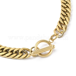 Ion Plating(IP) 304 Stainless Steel Curb Chain Necklace for Men Women&nbsp;NJEW-M200-10G