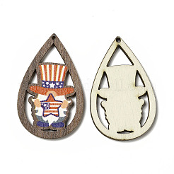 American Flag Theme Single Face Printed Aspen Wood Pendants&nbsp;WOOD-G014-01F