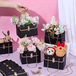 16Pcs Handbag Shaped Paper Flower Packing Bags with Golden Tone Alloy Chains&nbsp;CARB-NB0001-16