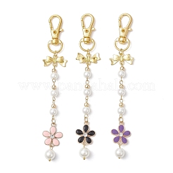 3Pcs 3 Colors Alloy Enamel Flower Pendant Decorations&nbsp;HJEW-JM03673