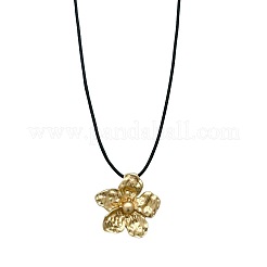 Alloy Resin Flower Pendant Black Waxed Cord Adjustable Long Necklaces for Women&nbsp;WG1FF70-02