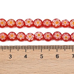 Handmade Millefiori Glass Flat Round Bead Strands&nbsp;LK-P010-02