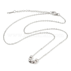 Non-Tarnish 304 Stainless Steel Cable Chain Round Beads Pendant Necklaces for Women&nbsp;NJEW-Z047-02P