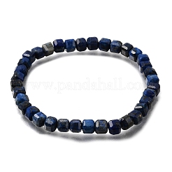 Natural Lapis Lazuli Cube Beads Stretch Bracelets for Men Women&nbsp;BJEW-JB12277