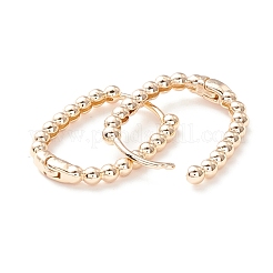 Rack Plating Brass Beaded Oval Huggie Hoop Earrings&nbsp;KK-D069-07G-RS