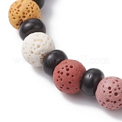 3Pcs Natural Lava Rock & Coconut Shell Beaded Stretch Bracelets for Women Men&nbsp;BJEW-JB12470