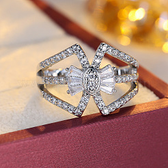 Brass Micro Pave Clear Cubic Zirconia Finger Rings&nbsp;WG9A69D-02