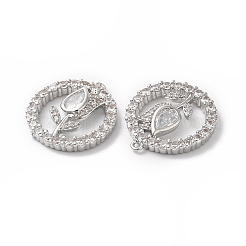 Brass Pave Cubic Zirconia with Glass Pendants&nbsp;KK-G465-21P