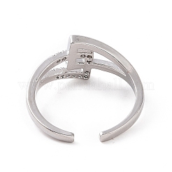 Clear Cubic Zirconia Interlocking Triangle Knot Open Cuff Ring&nbsp;RJEW-G283-04P