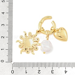 Brass Micro Pave Clear Cubic Zirconia & Plastic Imitation Pearl & Resin Pendants&nbsp;CU-CBA1242-01E-G