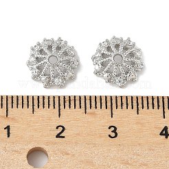 Brass Micro Pave Clear Cubic Zirconia Bead Caps&nbsp;KK-V015-08P
