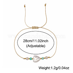 Summer Heart-shaped Faux Pearl Adjustable Braided Bead Bracelets for Daily Wear&nbsp;KQ0143