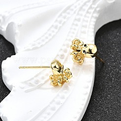 Octopus Brass Micro Pave Cubic Zirconia Stud Earrings&nbsp;EJEW-H157-02G