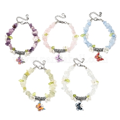 5Pcs Printed Alloy Butterfly Charm Bracelets&nbsp;BJEW-JB12404