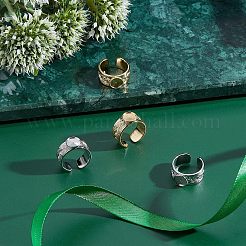 4Pcs 2 Colors 304 Stainless Steel Open Cuff Ring Findings&nbsp;STAS-UN0038-04