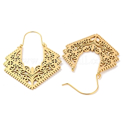 304 Stainless Steel Hollow Rhombus Hoop Earrings&nbsp;EJEW-P248-05G