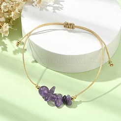 Natural Amethyst Chips Braided Bead Bracelets&nbsp;BJEW-JB09851-02