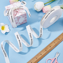 Polycotton Printed Black Word Happy Birthday Ribbon&nbsp;OCOR-CY0004-94B