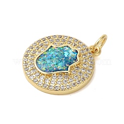 Brass Micro Pave Cubic Zirconia Pendants&nbsp;KK-K385-130A-G