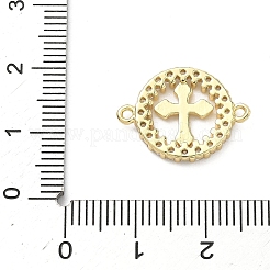 Brass Micro Pave Clear Cubic Zirconia Religion Ring with Cross Links Connector Charms&nbsp;KK-A282-08B-G