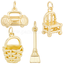 8Pcs 4 Styles Brass Pendants&nbsp;KK-BBC0023-02B