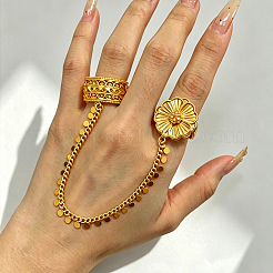 Ethnic Style Hollow Flower Asymmetric Double Rings Open Cuff Rings&nbsp;EG2669