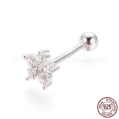 Anti-Tarnish Rhodium Plated 925 Sterling Silver Barbell Cartilage Earrings&nbsp;STER-I018-03P