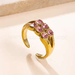 304 Stainless Steel Pave Cubic Zirconia Cuff Open Rings&nbsp;WG0CBCB-01