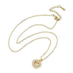 Heart 304 Stainless Steel Micro Pave Cubic Zirconia Pendant Necklaces for Women&nbsp;NJEW-D288-05G