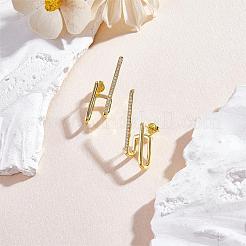 Gold Hoop Earrings Studs 18K Gold Plated Open C Shape Hoop Earrings Studs Simple Hypoallergenic Dainty CZ Studs Jewelry Gift for Women&nbsp;JE1074A