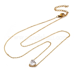 304 Stainless Steel Cubic Zirconia Heart Pendant Necklaces&nbsp;LS-NJEW-Z057-04C-G