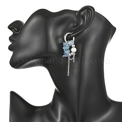 Natural Aquamarine Chips Drop Earrings&nbsp;EJEW-TA00817-03