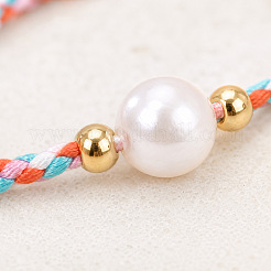 Summer Natural Freshwater Pearl Round Beads Braided Cotton Cord Bracelet Sets for Women&nbsp;ZJ7580-1
