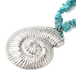 Boho Dyed Synthetic Turquoise Chip & Plastic Pearl Multi Layered Necklaces&nbsp;LS-NJEW-U006-04A-P