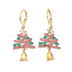 Christmas Alloy Rhinestone Hoop Earrings&nbsp;EJEW-F399-02G