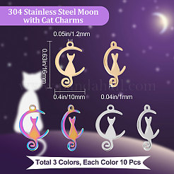 30Pcs 3 Colors 304 Stainless Steel Pendants&nbsp;STAS-BBC0001-40