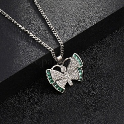 Brass Micro Pave Clear Cubic Zirconia Pendant Necklaces&nbsp;NJEW-M211-01A-P