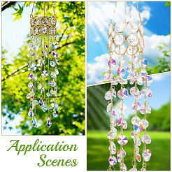 Crystal Glass & Iron Hanging Suncatchers&nbsp;HJEW-SP0001-88B